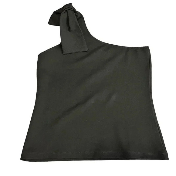 Anthropologie Bishop & Young One-Shoulder Bow Tie Top Black Size S - Picture 1 of 8